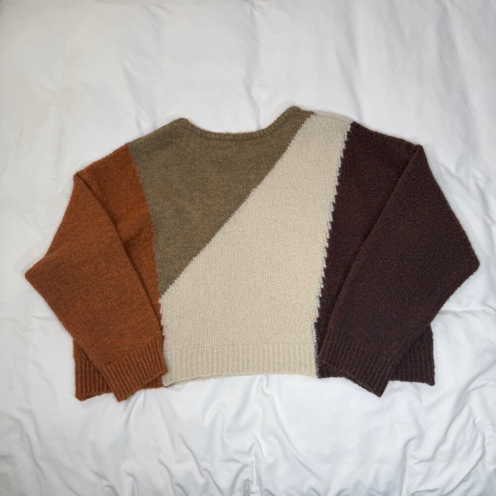 Earthbound Trading Co Oversized Colorblock Sweater XL | Boho Chunky Knit Boxy - Picture 5 of 11